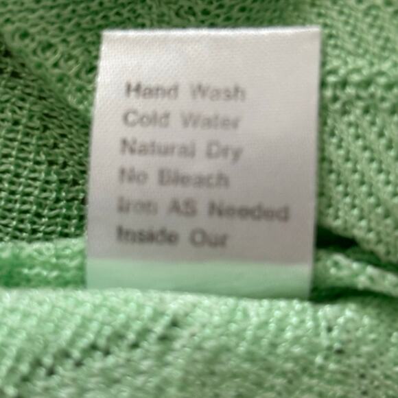 Ming Wang Cardigan Women Size Medium Green Embossed Geometric Studded Open Front - Picture 7 of 14